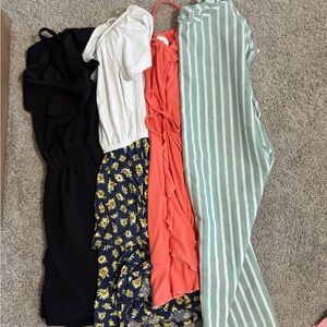 Kids Casual Dress Set - Black, White, Blue, Orange, Green